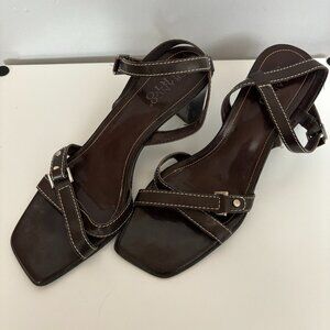 Franco Sarto Brown Leather Strappy Sandals - Size 8
